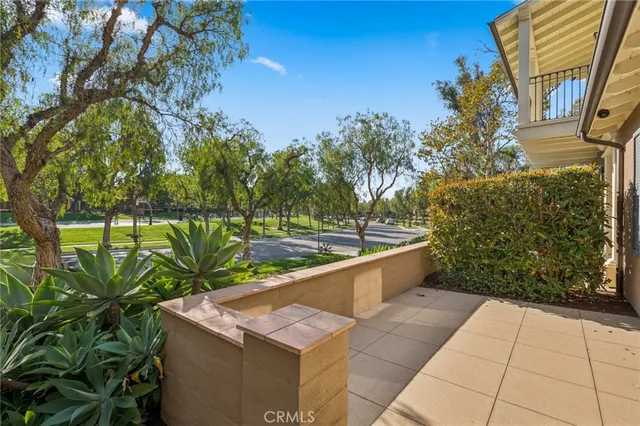 a view of a balcony with an outdoor space