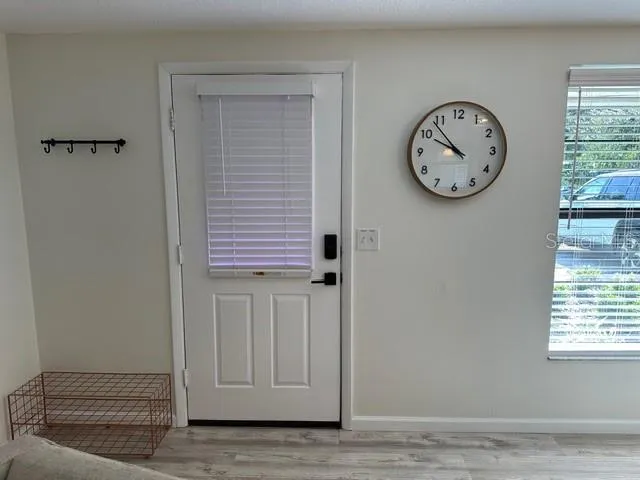 a view of a hallway with elevator