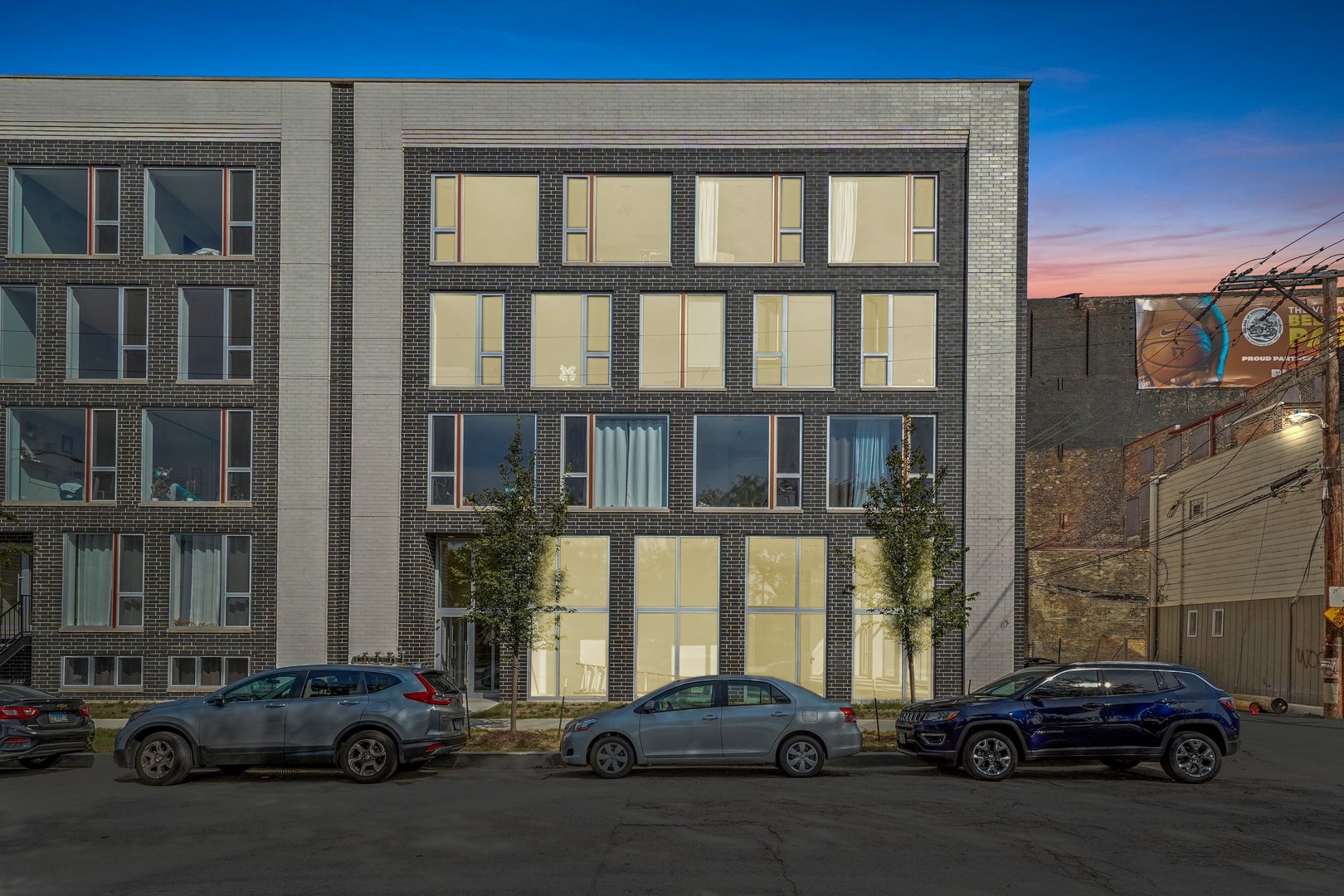a car parked in front of a building