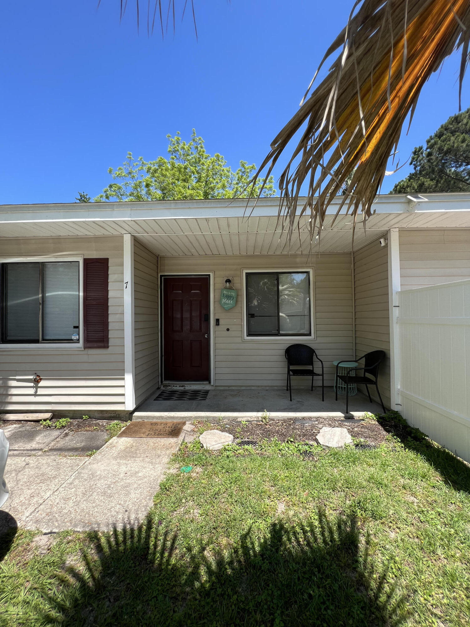 a house view with a garden space