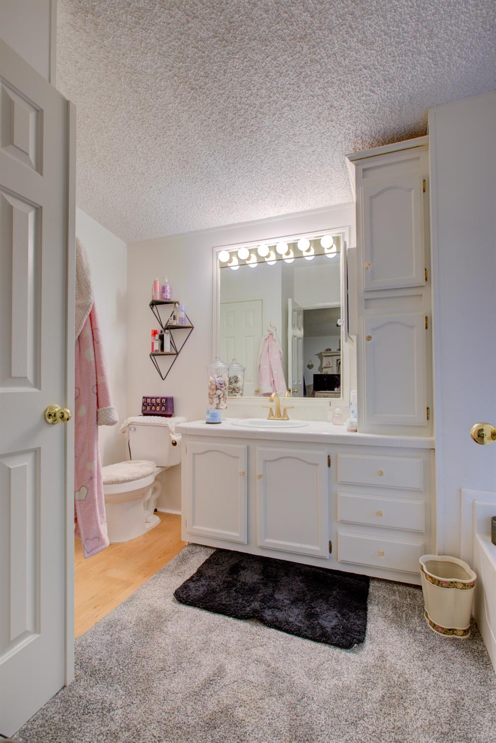 500 North Tully Road, Unit 64 Turlock, CA 95380 - Photo 8 of 38 a bathroom with a sink a toilet and a mirror