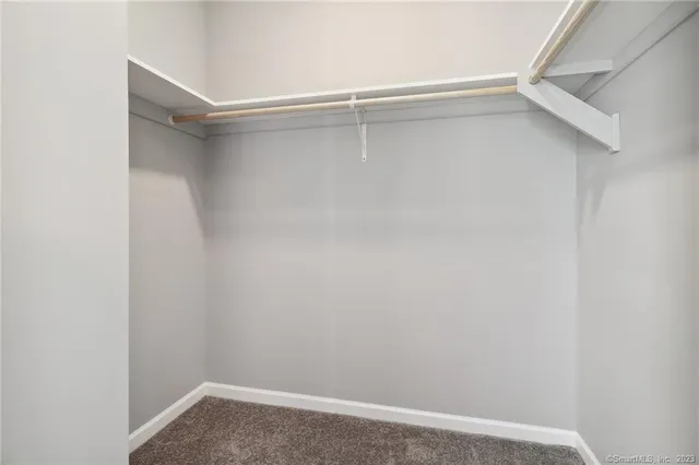 a view of an empty walk in closet