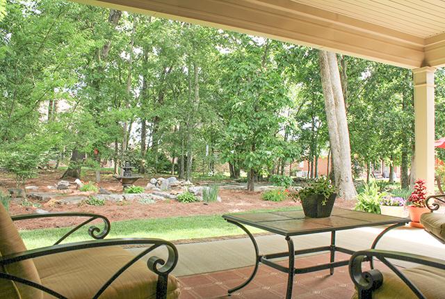 5340 Sherrington Road Murfreesboro, TN 37128 - Photo 17 of 20 View from the oversized covered back patio showing fountain and rock landscaping. It is a natural habitat for a variety of songbirds. Speakers on back patio.