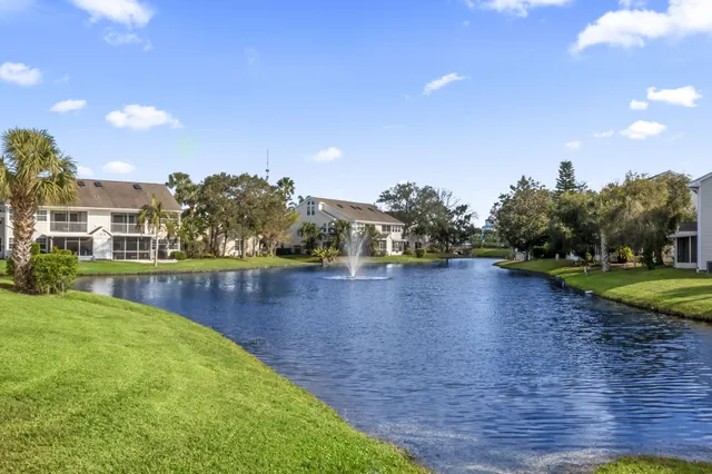 a view of a lake with houses