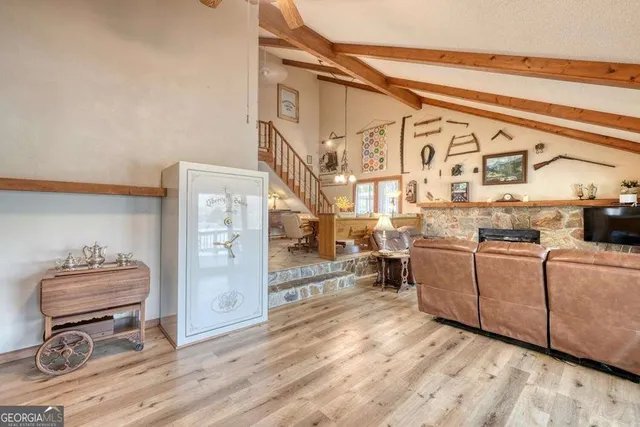 a living room with furniture