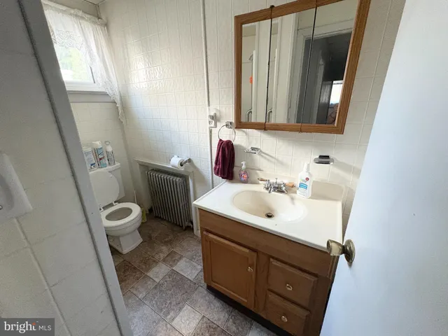 a bathroom with a sink a toilet and mirror