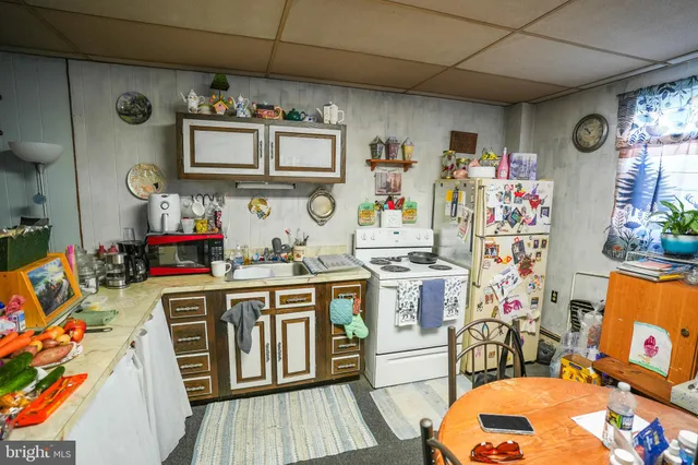 a garage filled with furniture and a couch