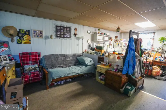 a storage room with furniture