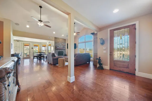 a backyard of a house with lots of green space