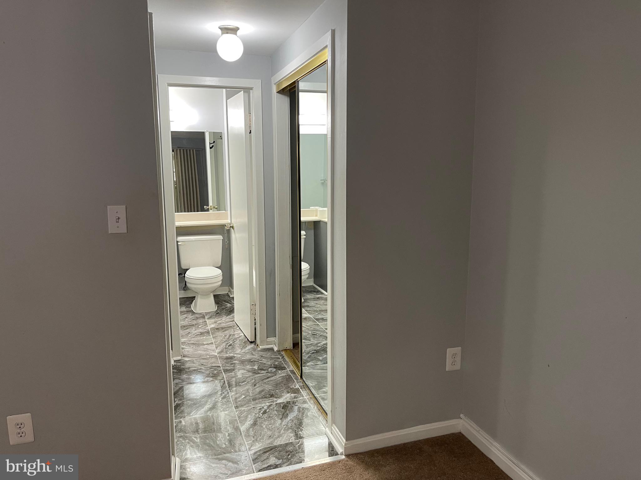 9815 Hellingly Place, Unit 75 Montgomery Village, MD 20886 - Photo 13 of 14 a view of a bathroom with a sink and a mirror
