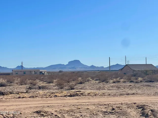 a view of a dry yard with wooden fence