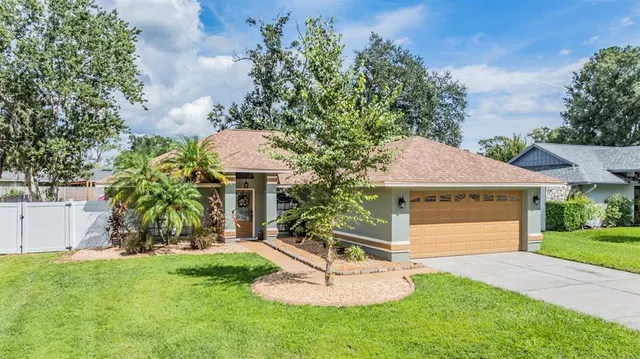 a view of a house with backyard