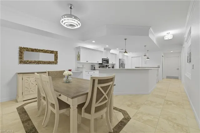 a view of a dining room and livingroom