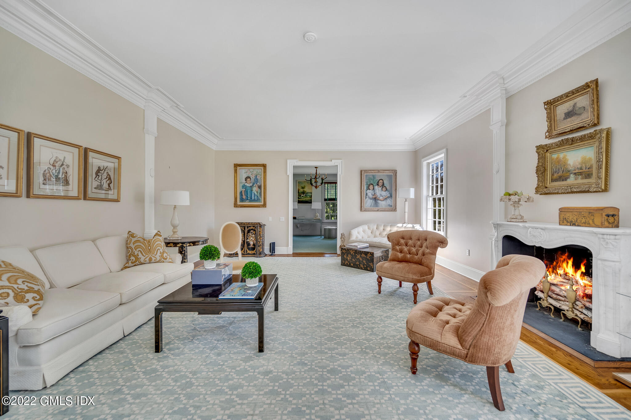 280 Round Hill Road Greenwich, CT 06831 - Photo 8 of 35 a living room with furniture and a fireplace