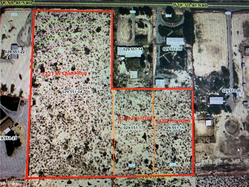 2221 West Quail Run Road Pahrump, NV 89060 - Photo 5 of 6 outline of Quail Run and 2 adjacent lots, for visu
