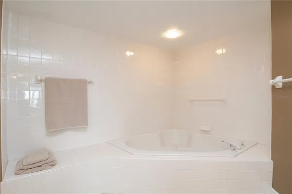 a bathroom with a bathtub