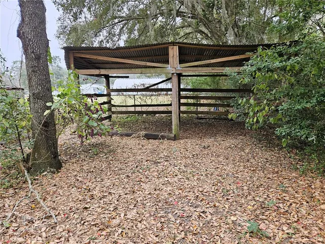 a view of a bench in a garden