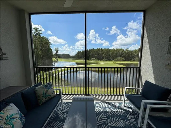 a balcony view with a couch