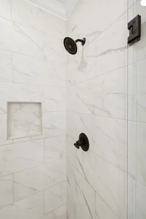 a backyard of a house with lots of green space and lake view