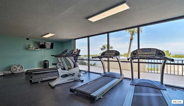 a view of a room with gym equipment