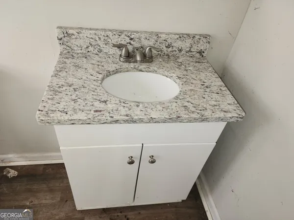 a bathroom with a bathtub