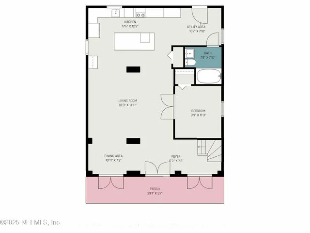 a picture of a bench in front of door