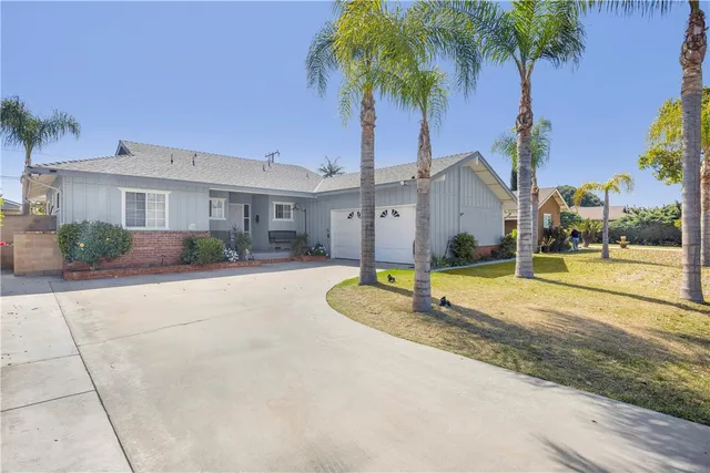 a house with palm tree in front of it