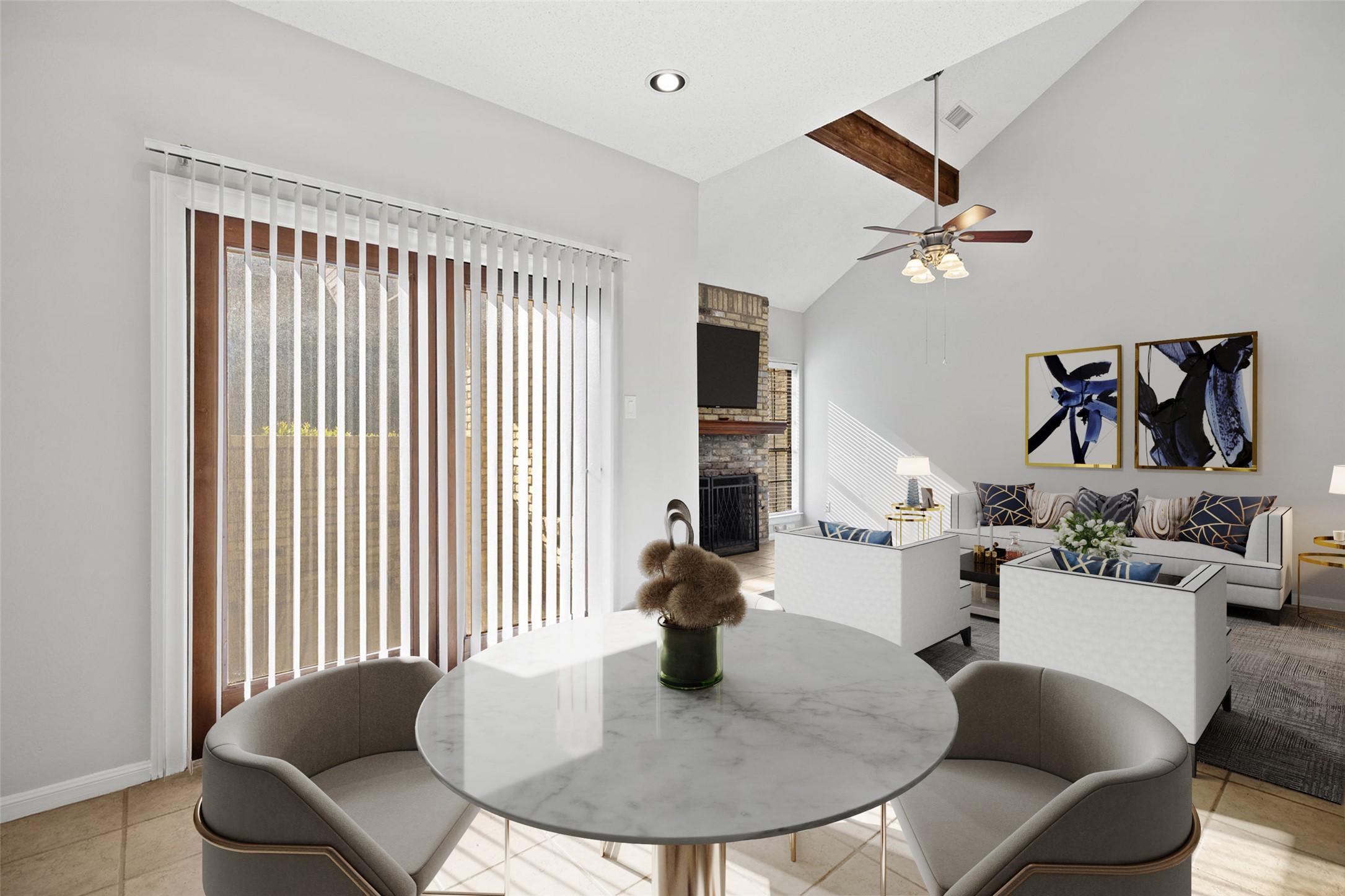 10819 Crown Colony Drive, Unit 11 Austin, TX 78747 - Photo 13 of 40 The dining area sits perfectly alongside sliding glass doors, inviting sunlight to spill in throughout the day.
*virtually staged*