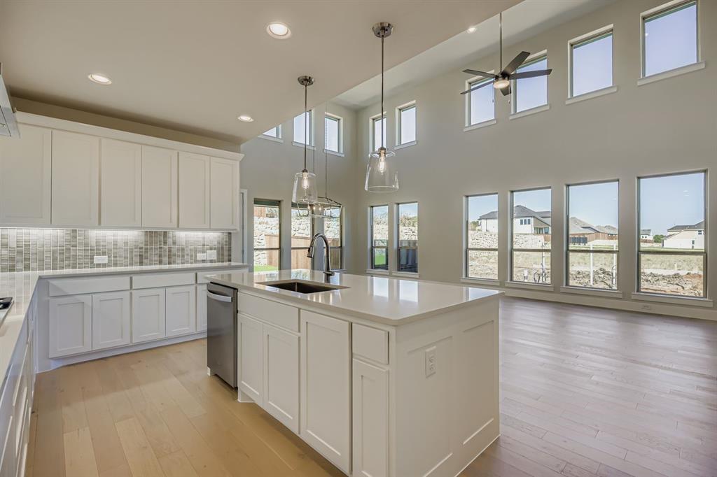 4203 Windy Point Court Oak Point, TX 75068 - Photo 9 of 29 a kitchen with counter top space and windows