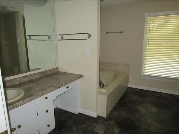 a bathroom with a tub