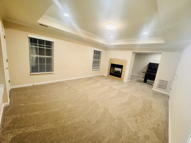 a view of a livingroom with a fireplace