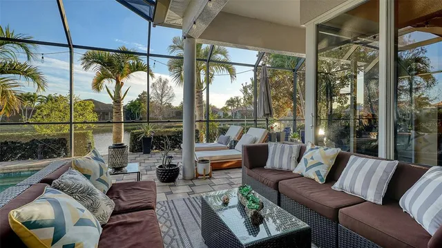 a outdoor space with lots of tables and chairs