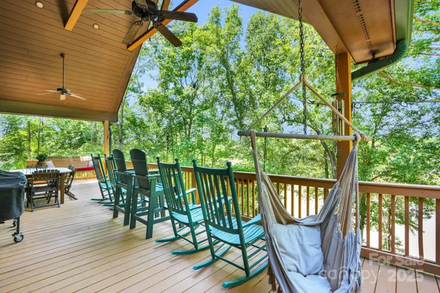a view of a chairs on the deck