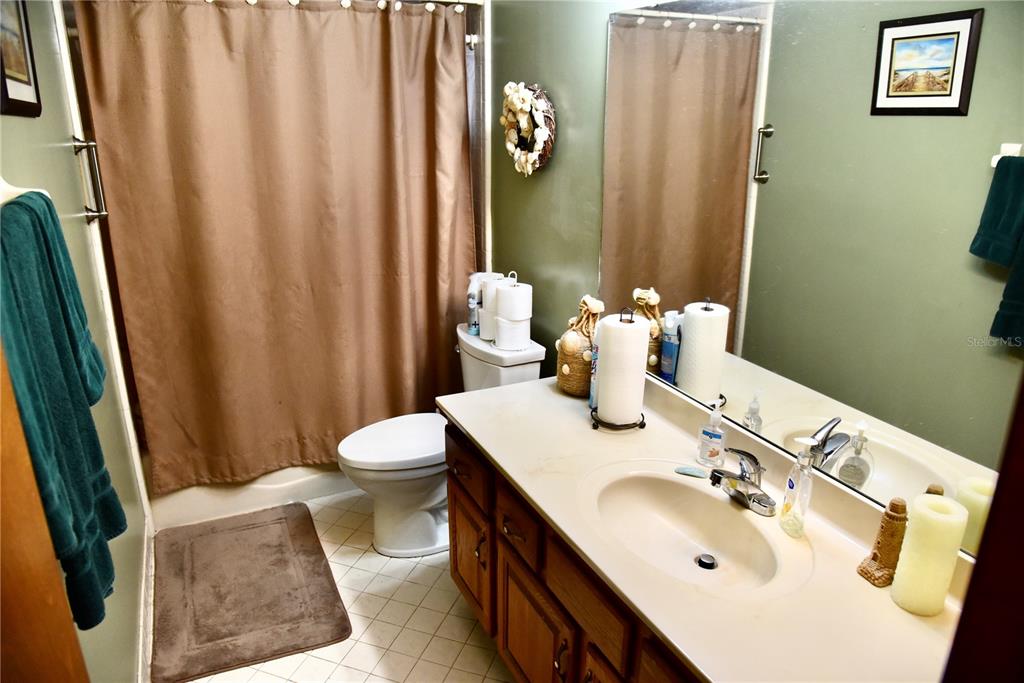 8230 Lenox Avenue Jacksonville, FL 32221 - Photo 14 of 34 a bathroom with a sink a toilet and shower curtain