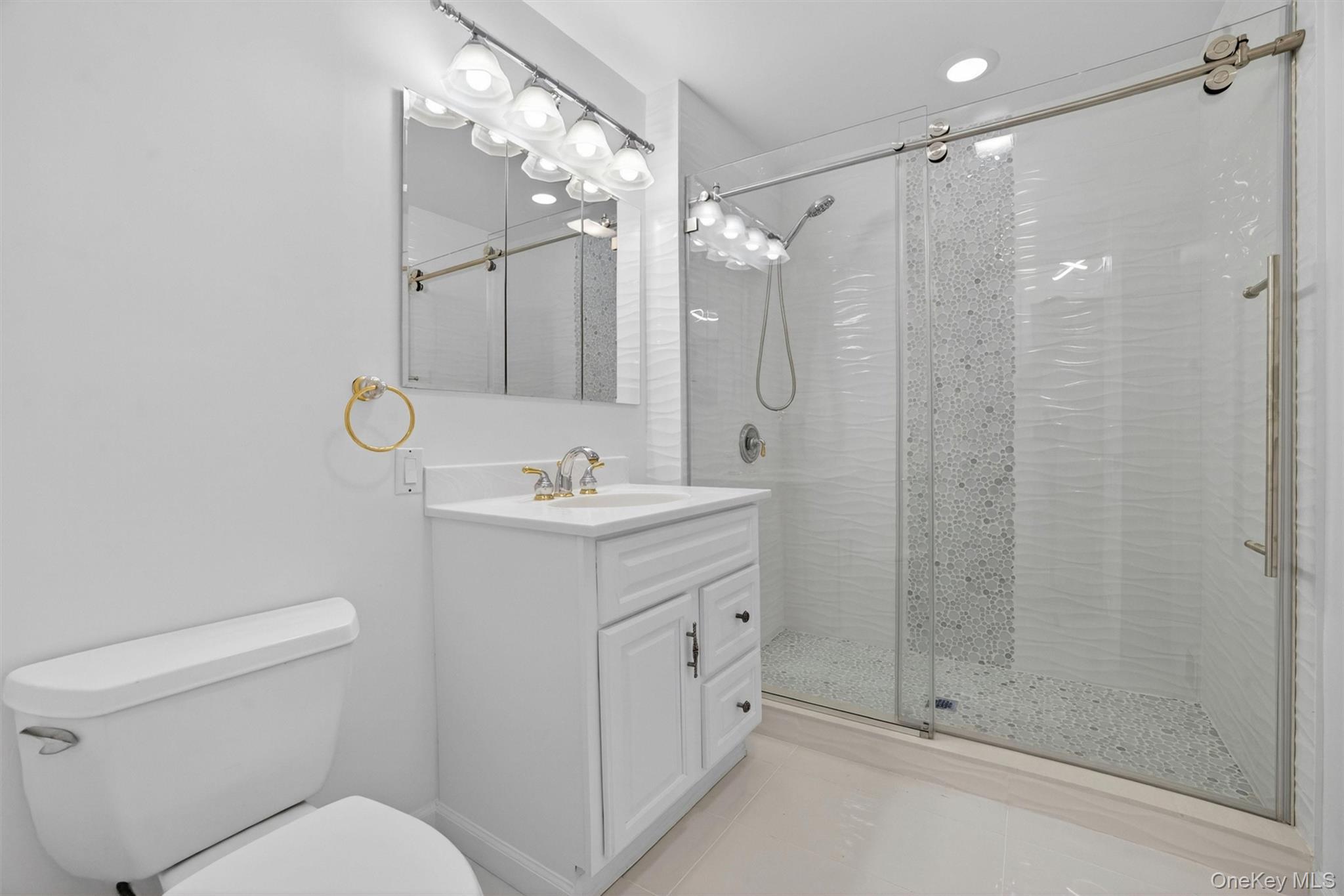 263 Croydon Road Yonkers, NY 10710 - Photo 27 of 43 a bathroom with a shower sink vanity mirror and toilet