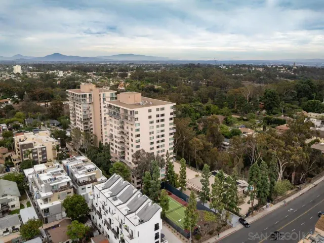 a view of a city with tall buildings