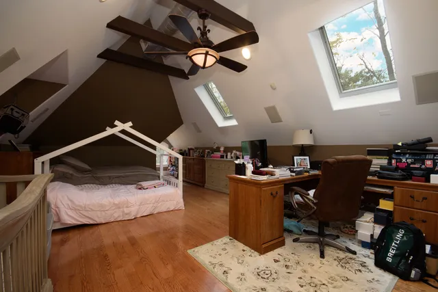 a workspace with furniture