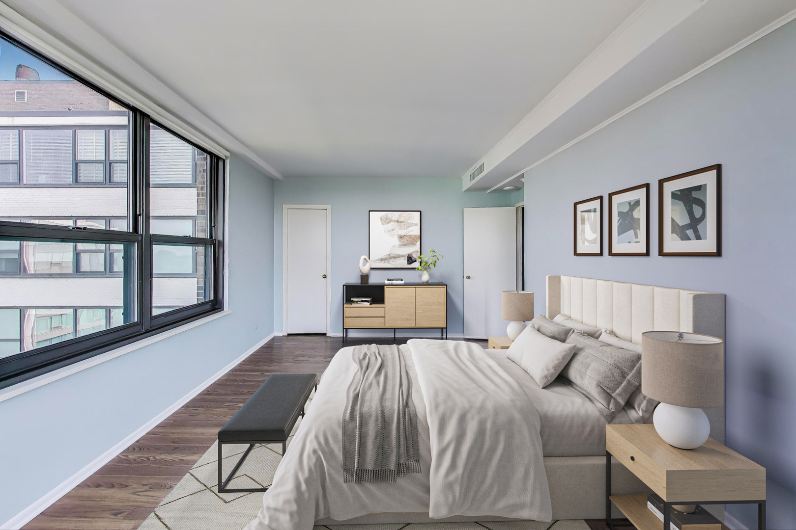 1616 Sheridan Road, Unit 9H Wilmette, IL 60091 - Photo 17 of 28 a bedroom with a large bed and a window