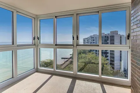 a view of a balcony with an outdoor space