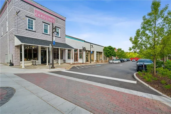 a view of a building with a street