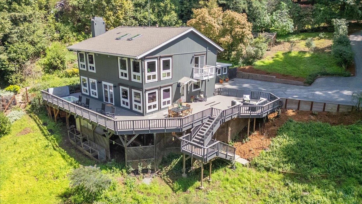 15251 Old Ranch Road Los Gatos, CA 95033 - Photo 32 of 38 an aerial view of a house with roof deck front of house
