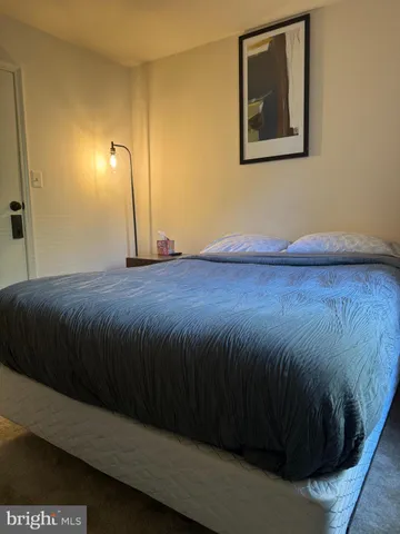a bedroom with a bed