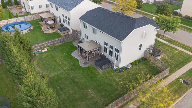 an aerial view of a house