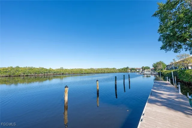 a view of a lake with a outdoor space
