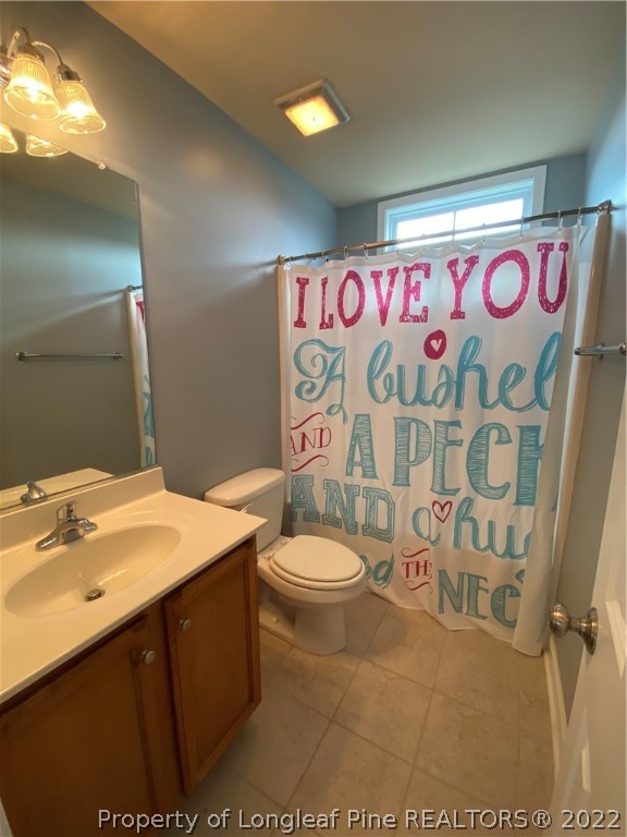 269 Declaration Drive Raeford, NC 28376 - Photo 20 of 26 a bathroom with a sink a toilet and a mirror