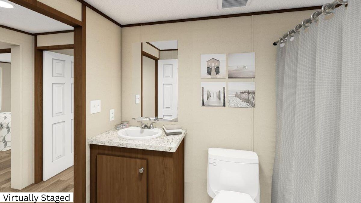 5489 Forge Road Glasgow, VA 24555 - Photo 19 of 38 a bathroom with a granite countertop sink a mirror and a shower