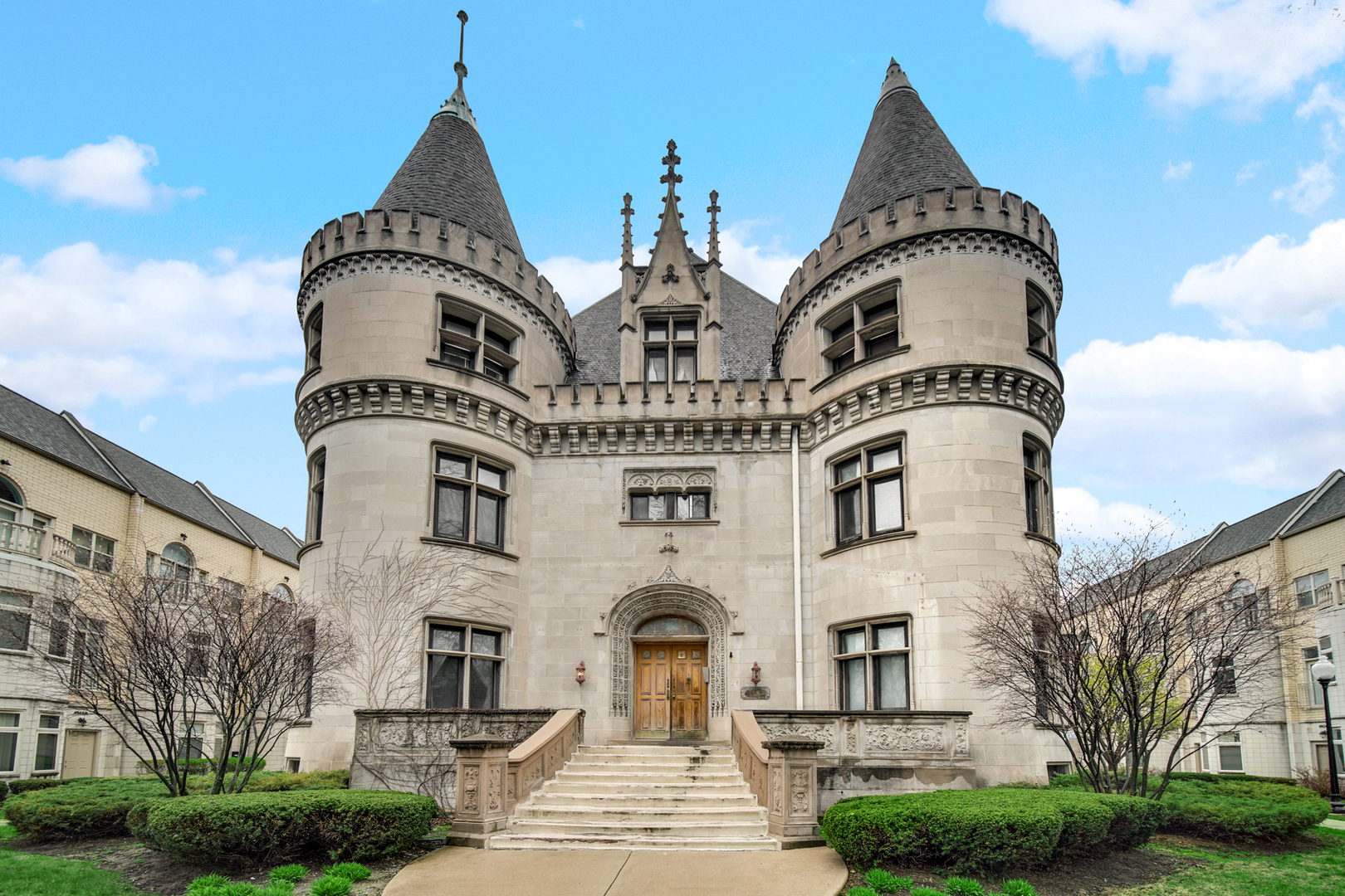 a front view of a building