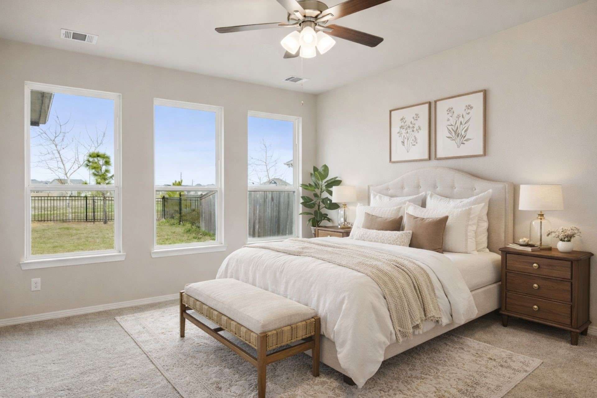 8103 Red Shiner Way Fulshear, TX 77441 - Photo 12 of 29 a bedroom with a bed and a chandelier