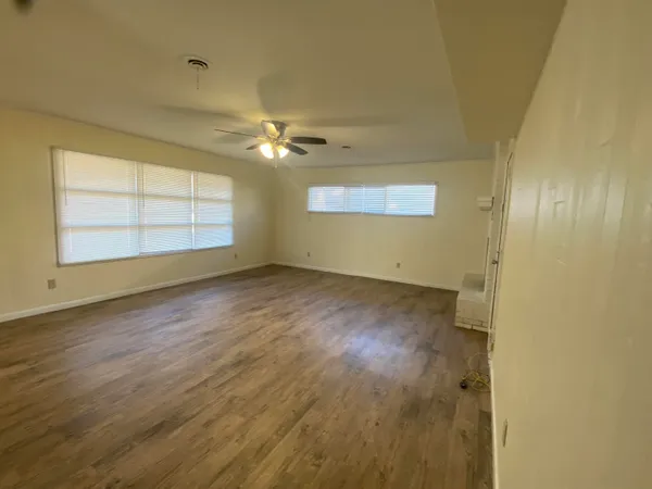 a living room with a fireplace