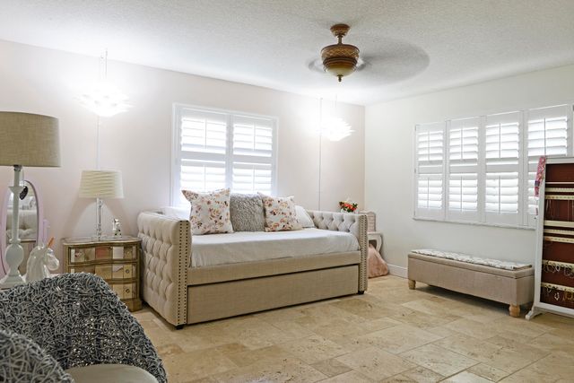 a view of a yard with a palm trees